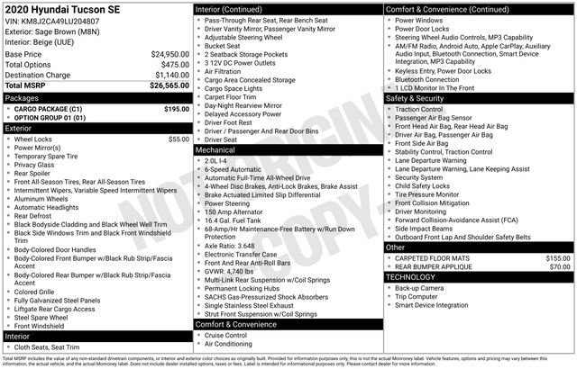 Used 2020 Hyundai Tucson SE w/ Cargo Package AWD/4WD image 5