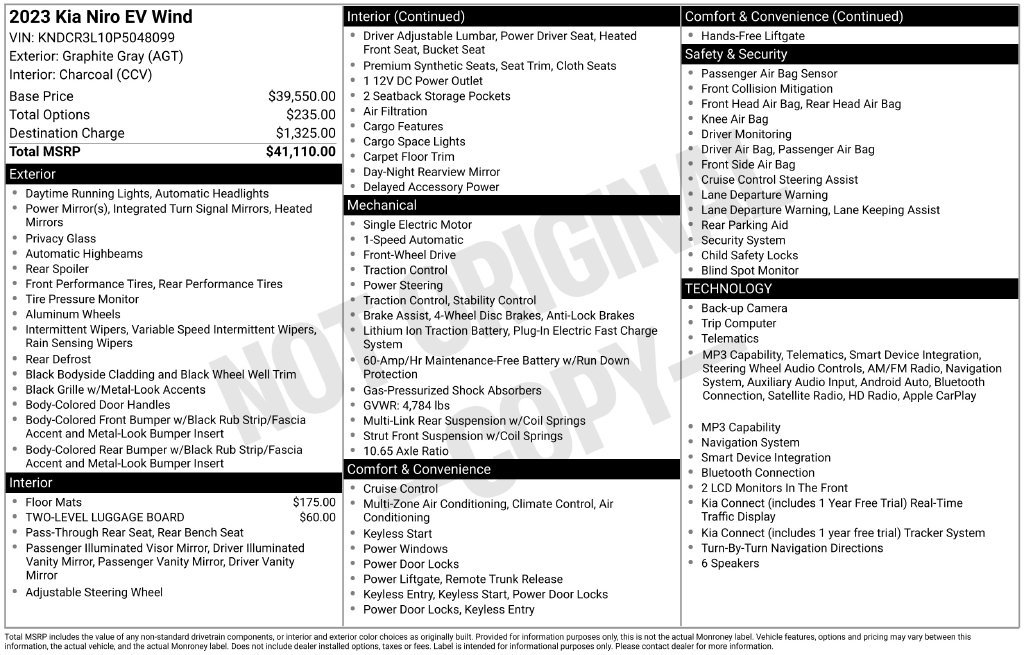 Certified 2023 Kia Niro Wind FWD image 34
