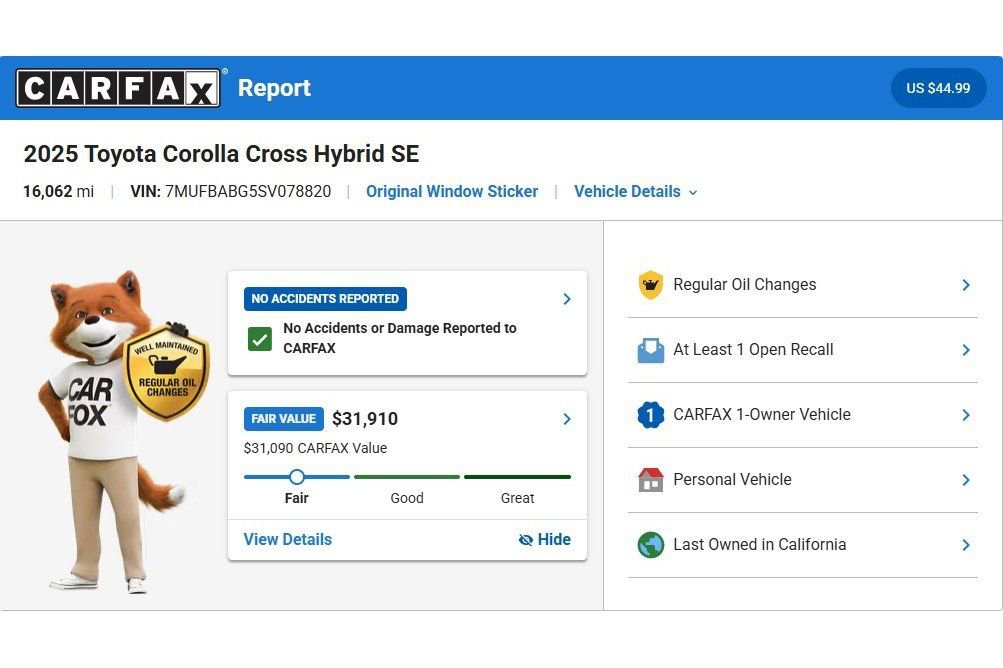 Used 2025 Toyota Corolla Cross AWD Hybrid w/ Moonroof Package image 3