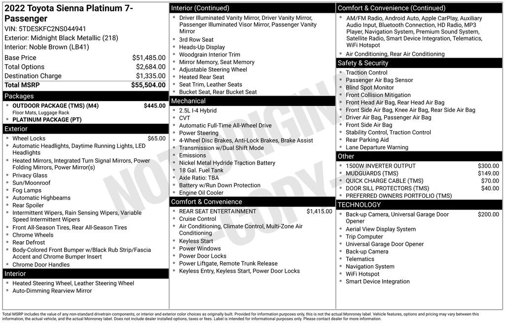 Used 2022 Toyota Sienna Platinum w/ Outdoor Package (TMS) image 8