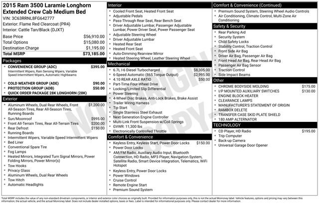 Used 2015 RAM 3500 Laramie Longhorn w/ Convenience Group image 21
