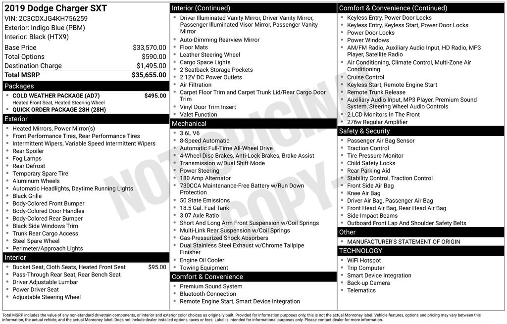 Used 2019 Dodge Charger SXT w/ Cold Weather Package image 2