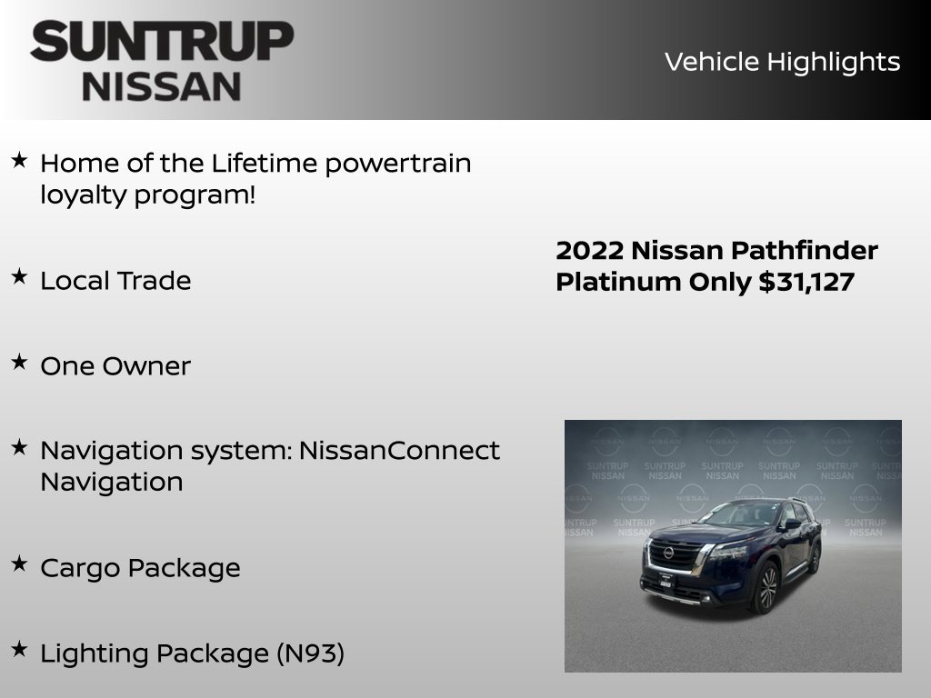 Certified 2022 Nissan Pathfinder Platinum w/ Lighting Package (N93) AWD/4WD image 8