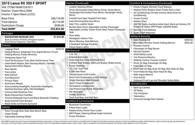Used 2015 Lexus RX 350 F Sport w/ Navigation Package image 33