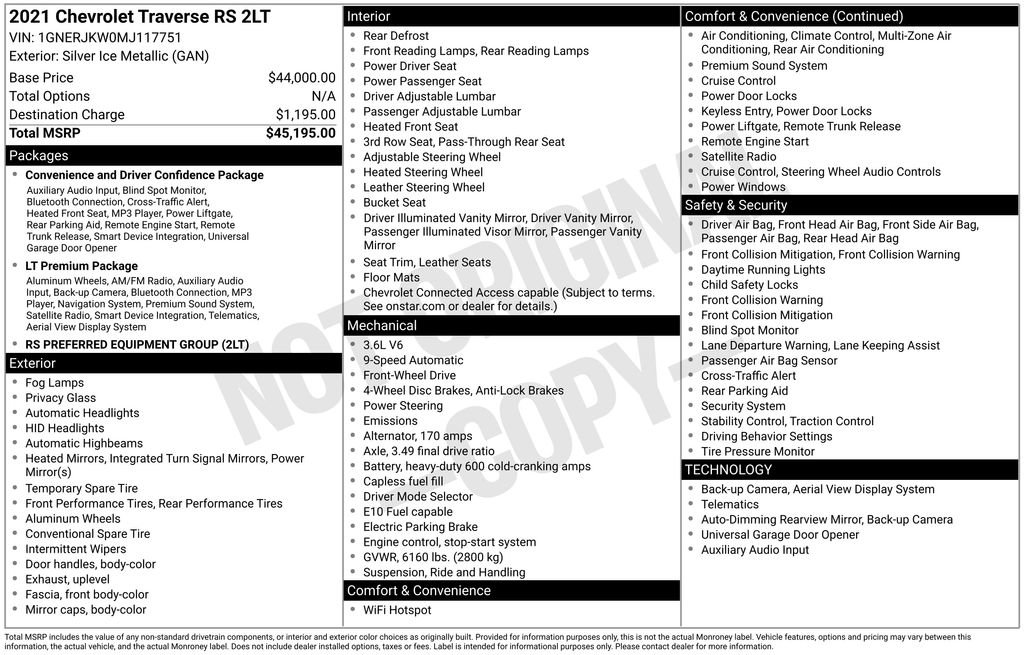Used 2021 Chevrolet Traverse RS FWD image 6