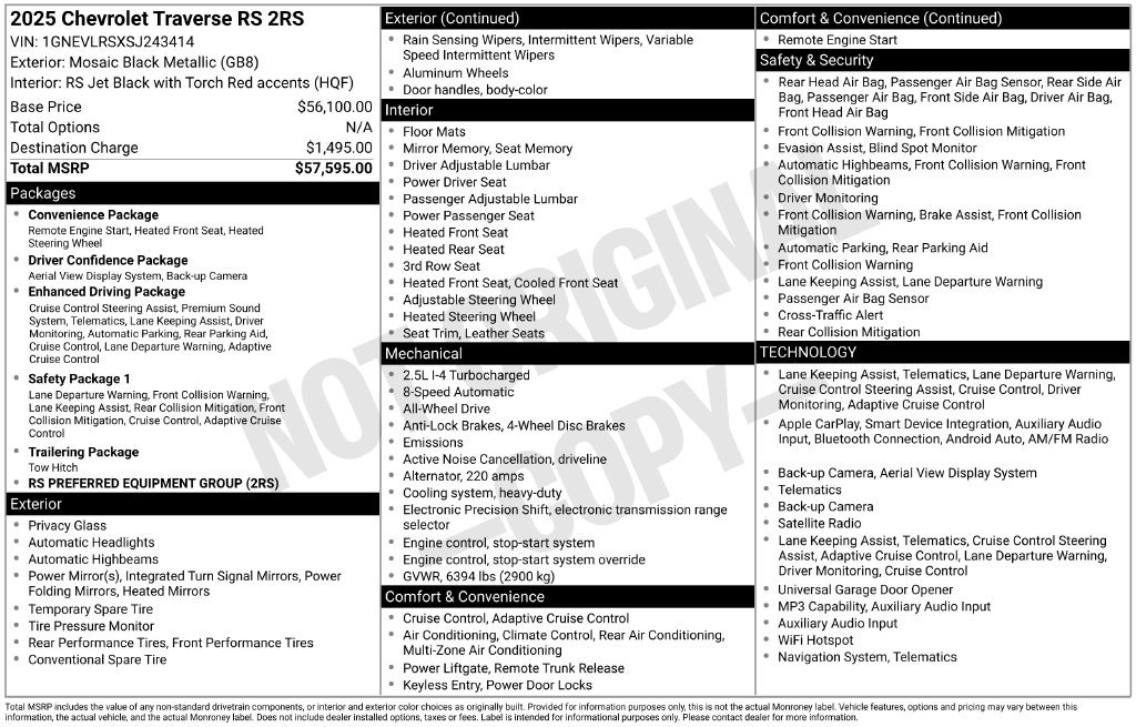 Certified 2025 Chevrolet Traverse RS AWD/4WD image 12