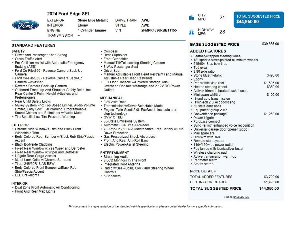 Used 2024 Ford Edge SEL w/ Convenience Package AWD/4WD image 43
