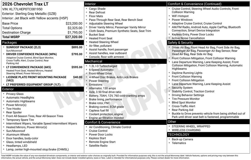 New 2026 Chevrolet Trax LT w/ Sunroof Package image 8