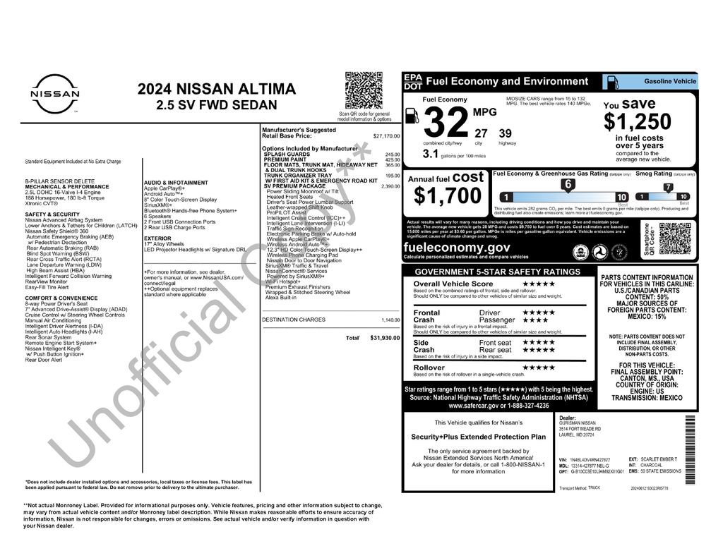 Used 2024 Nissan Altima 2.5 SV w/ SV Premium Package image 30