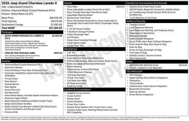 New 2026 Jeep Grand Cherokee Laredo X AWD/4WD image 41