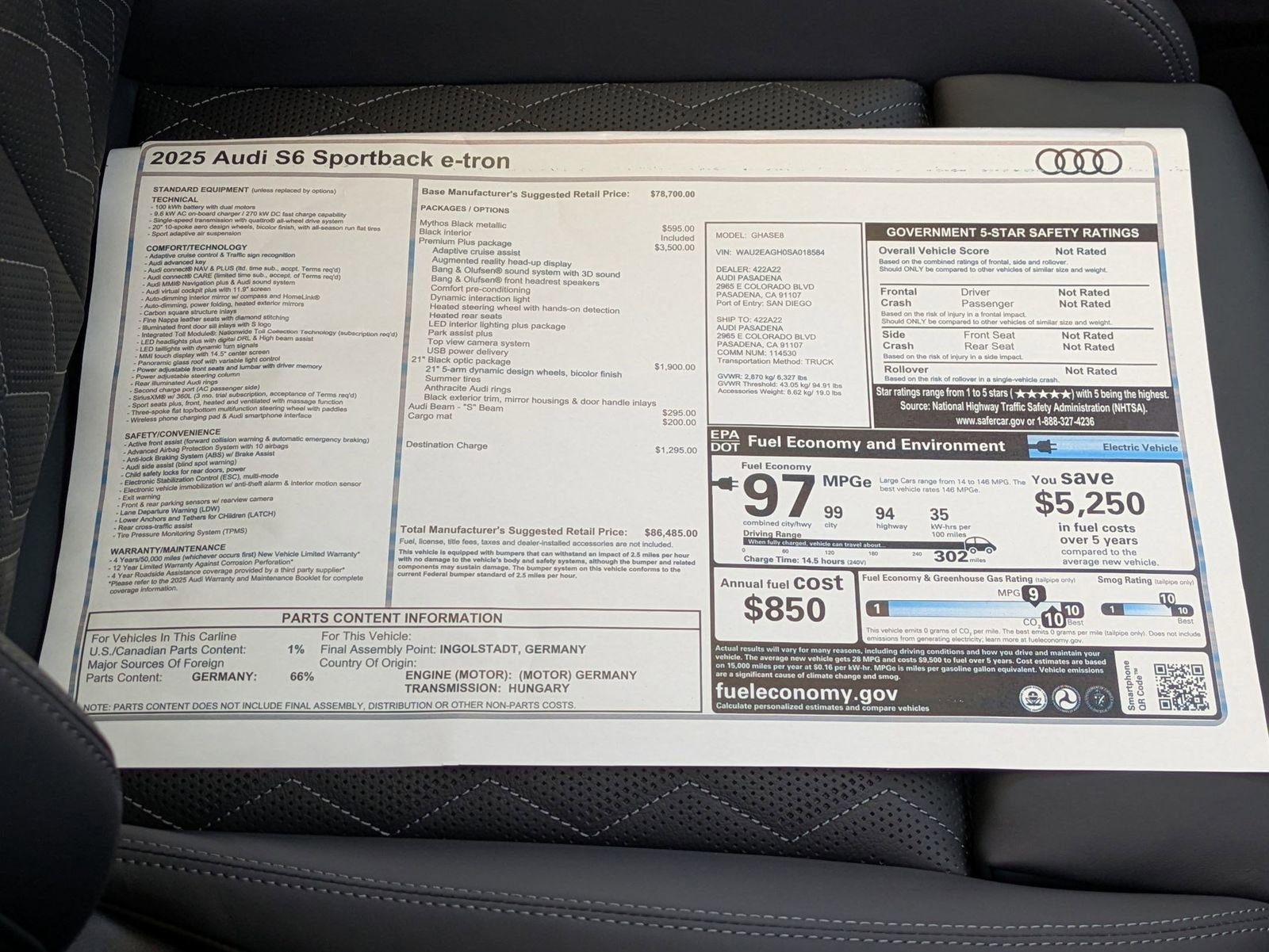 New 2025 Audi S6 e-tron Premium Plus image 18