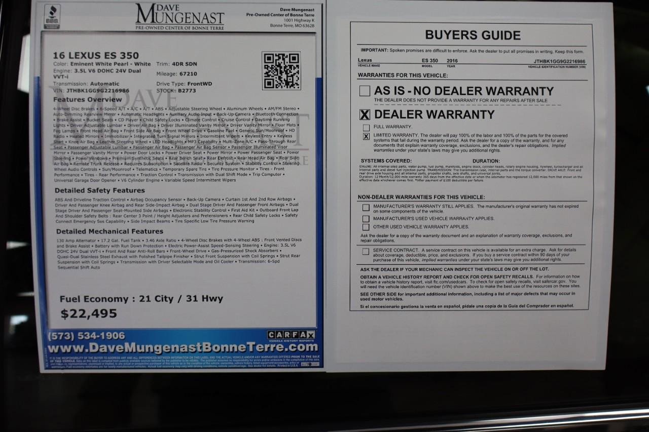 Used 2016 Lexus ES 350 w/ Luxury Package w/Wood Trim image 21