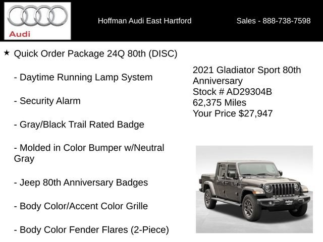 Used 2021 Jeep Gladiator Sport w/ Quick Order Package 24Q 80Th AWD/4WD image 18