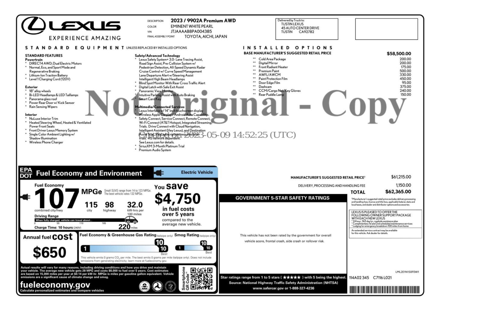 Used 2023 Lexus RZ 450e Premium w/ Accessory Package (2T) image 56