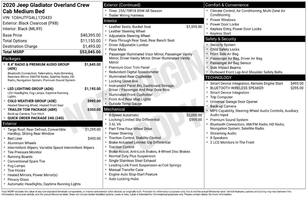 Used 2020 Jeep Gladiator Overland AWD/4WD image 30