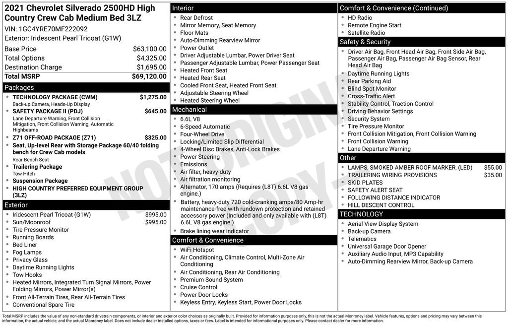 Used 2021 Chevrolet Silverado 2500 High Country w/ Technology Package image 3