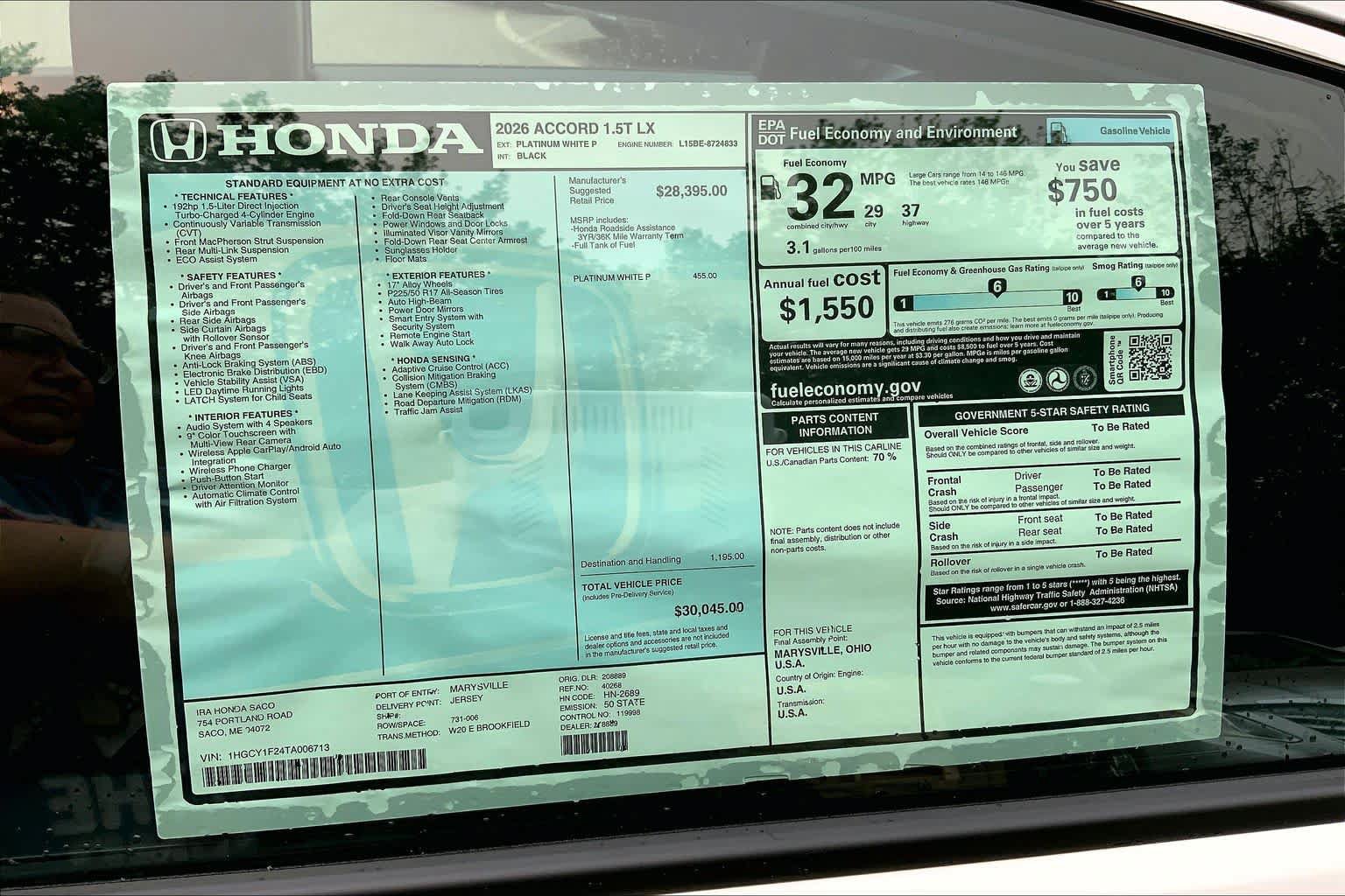 New 2026 Honda Accord LX image 18