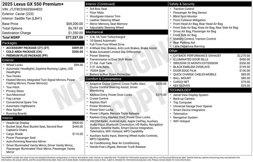 Used 2025 Lexus GX 550 w/ Accessory Package (2T) AWD/4WD image 35