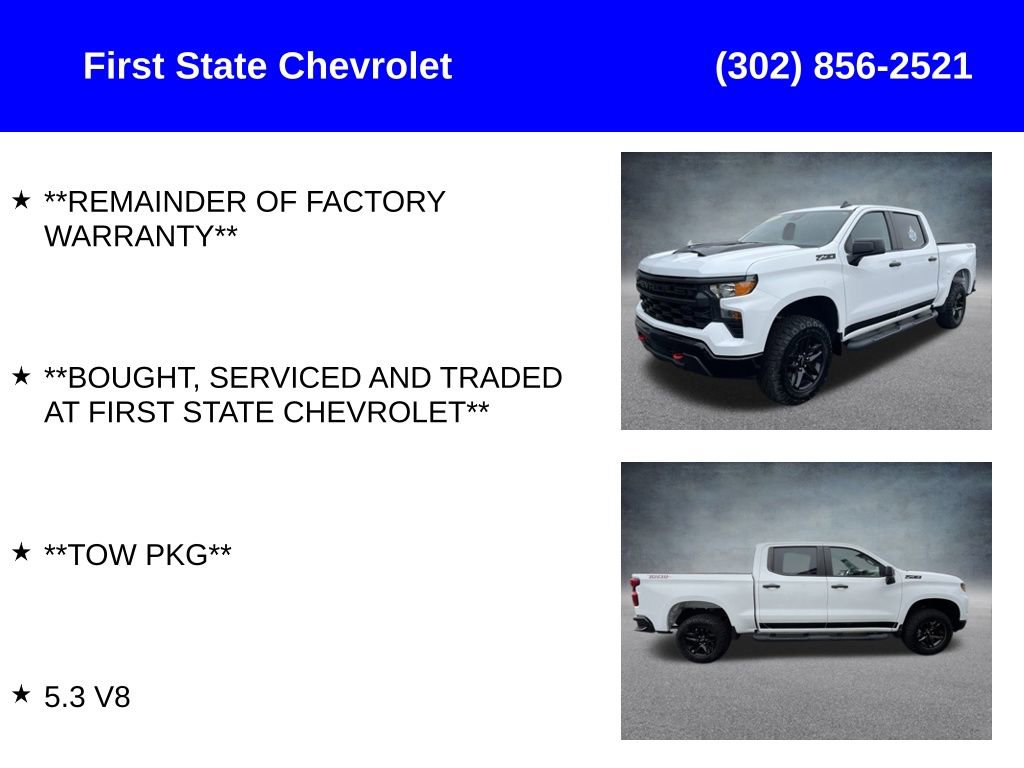 Used 2023 Chevrolet Silverado 1500 Custom Trail Boss w/ LPO, Dark Essentials Package image 2