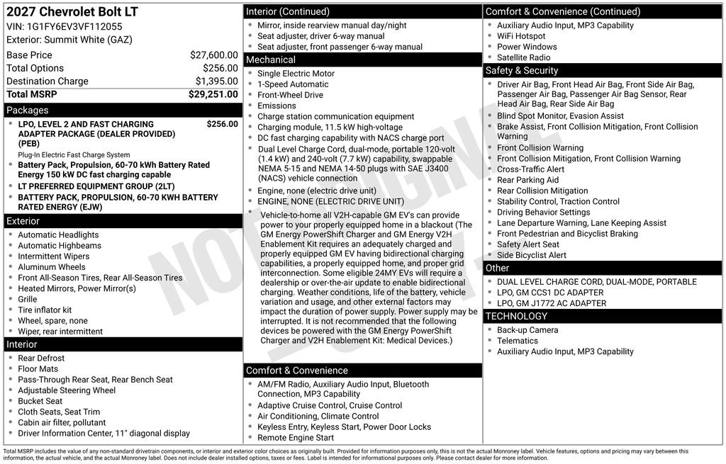 New 2027 Chevrolet Bolt LT FWD image 7