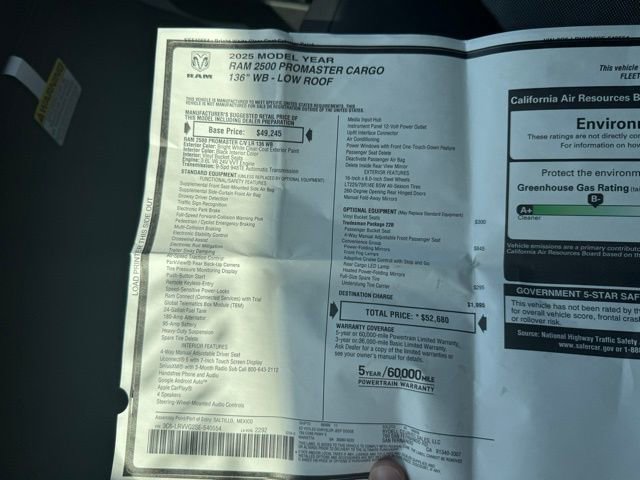 Used 2025 RAM ProMaster 2500 w/ Convenience Group image 25