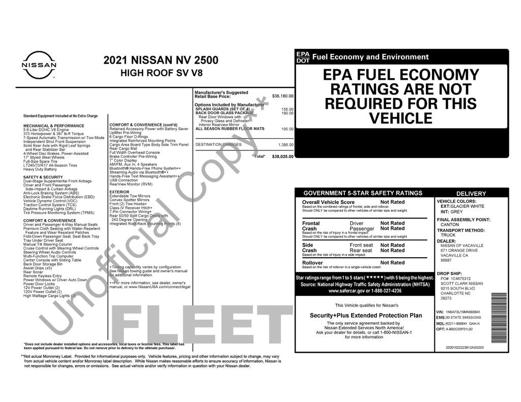 Used 2021 Nissan NV 2500 SV w/ Back Door Glass Package RWD image 35