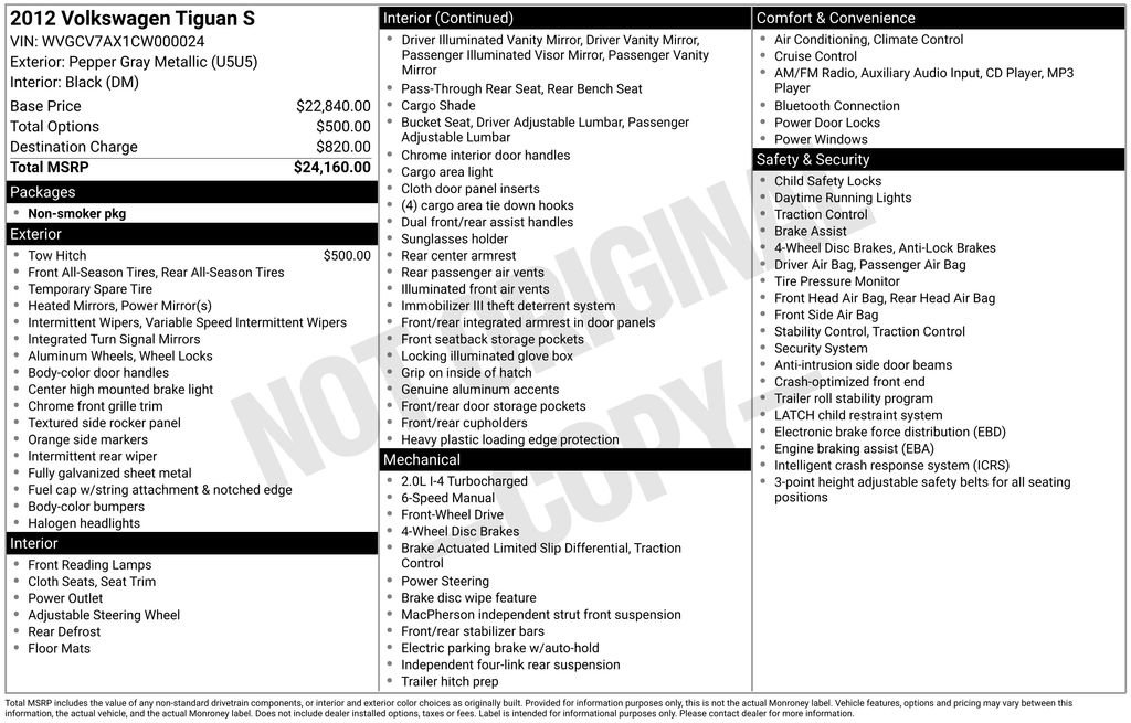 Used 2012 Volkswagen Tiguan S image 34