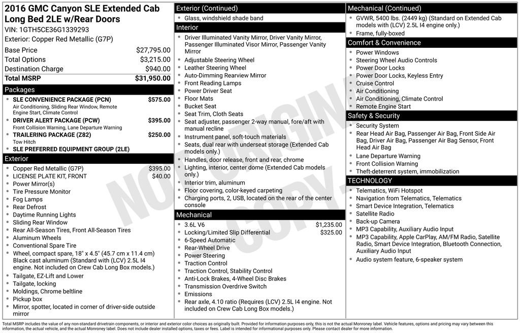 Used 2016 GMC Canyon SLE w/ SLE Convenience Package RWD image 34