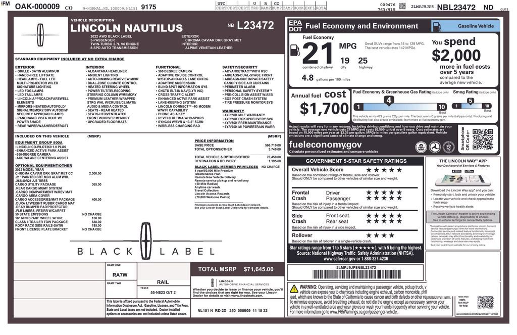 Used 2022 Lincoln Nautilus Black Label w/ Class II Trailer Tow Package image 6