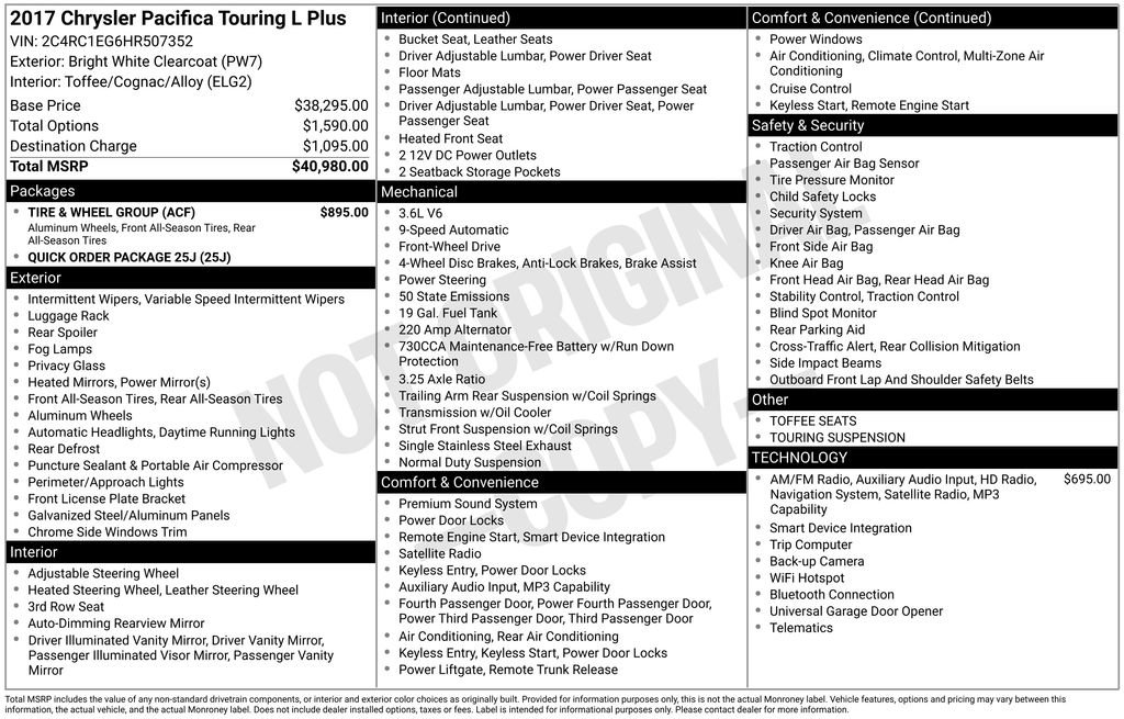 Used 2017 Chrysler Pacifica Touring-L Plus w/ Tire & Wheel Group FWD image 15