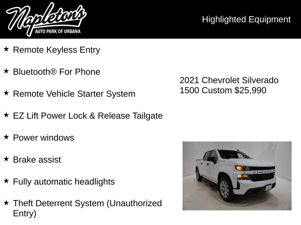 Used 2021 Chevrolet Silverado 1500 Custom w/ Safety Confidence Package image 16
