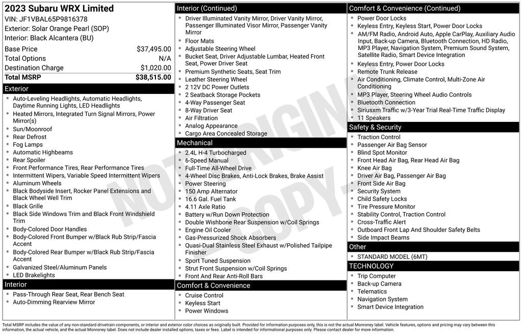 Used 2023 Subaru WRX Limited image 36