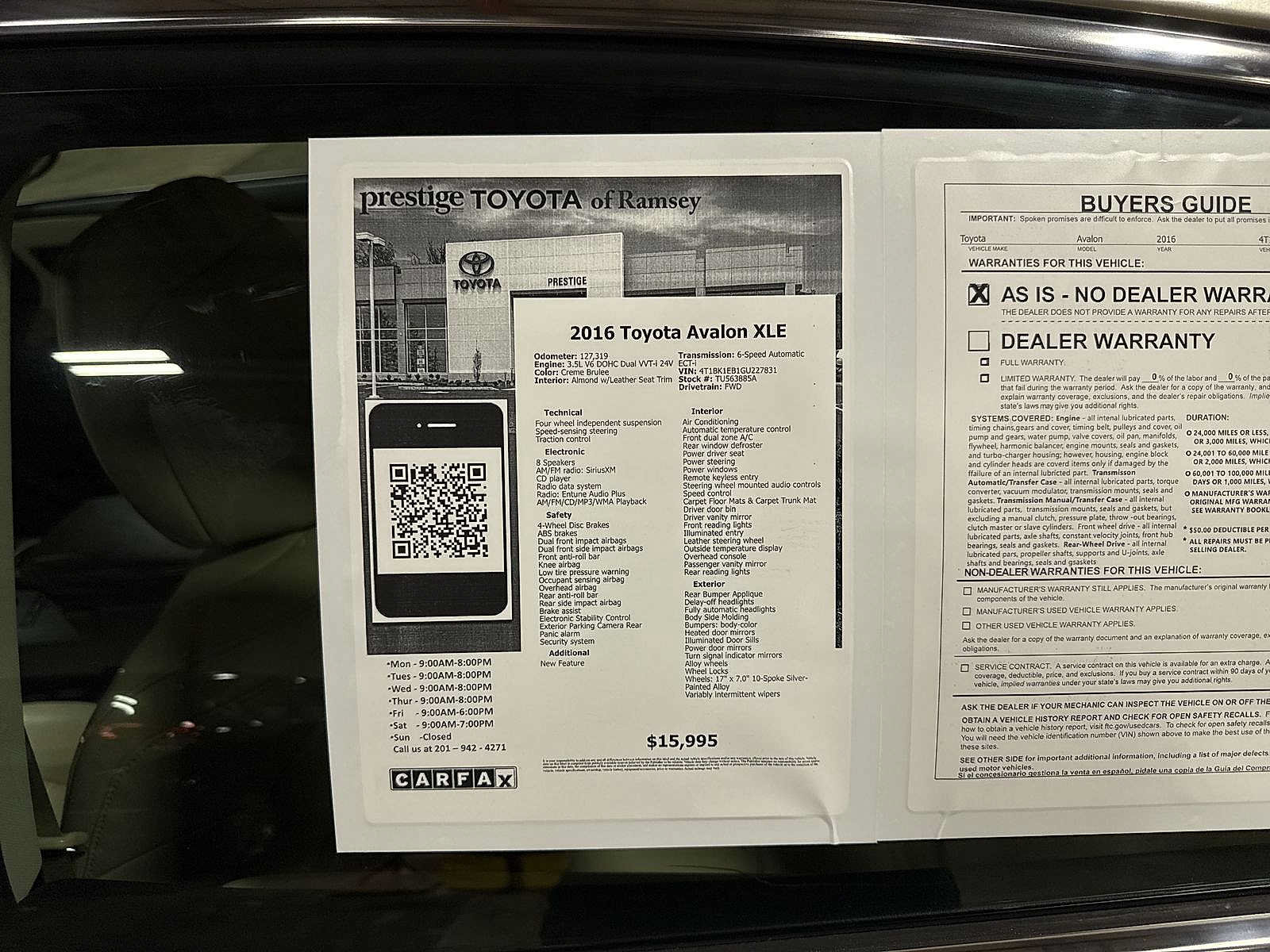 Used 2016 Toyota Avalon XLE w/ Protection Package FWD image 12