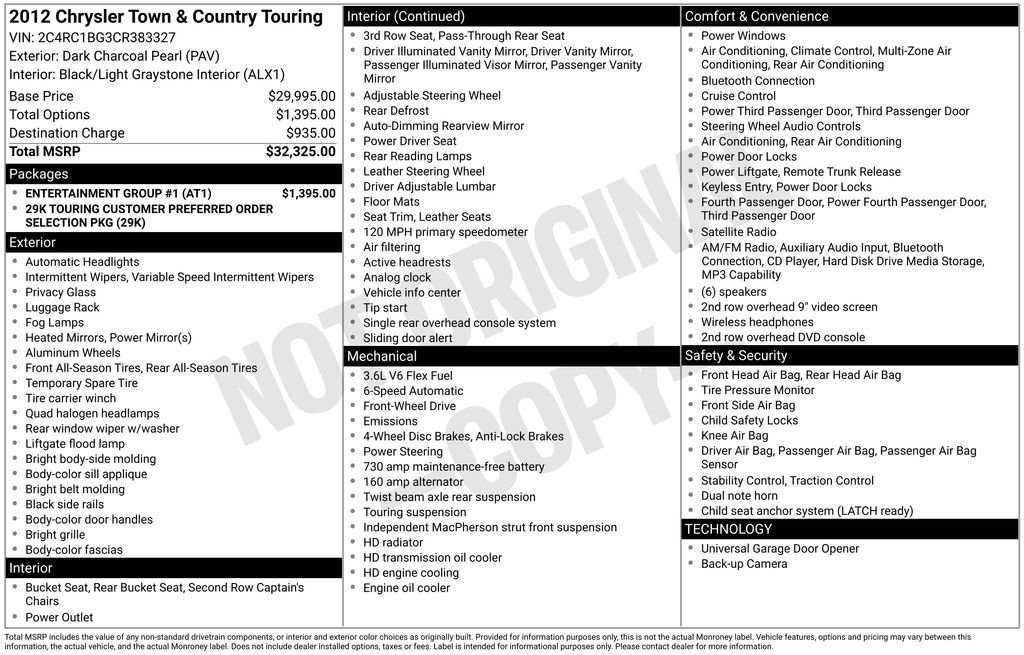 Used 2012 Chrysler Town & Country Touring w/ Entertainment Group #1 image 3