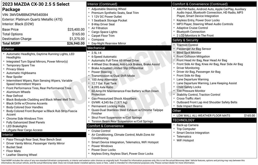 Used 2023 MAZDA CX-30 AWD 2.5 S w/ Select Package image 7