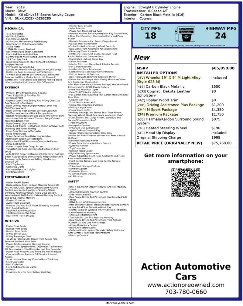 Used 2019 BMW X6 xDrive35i w/ M Sport Package image 2