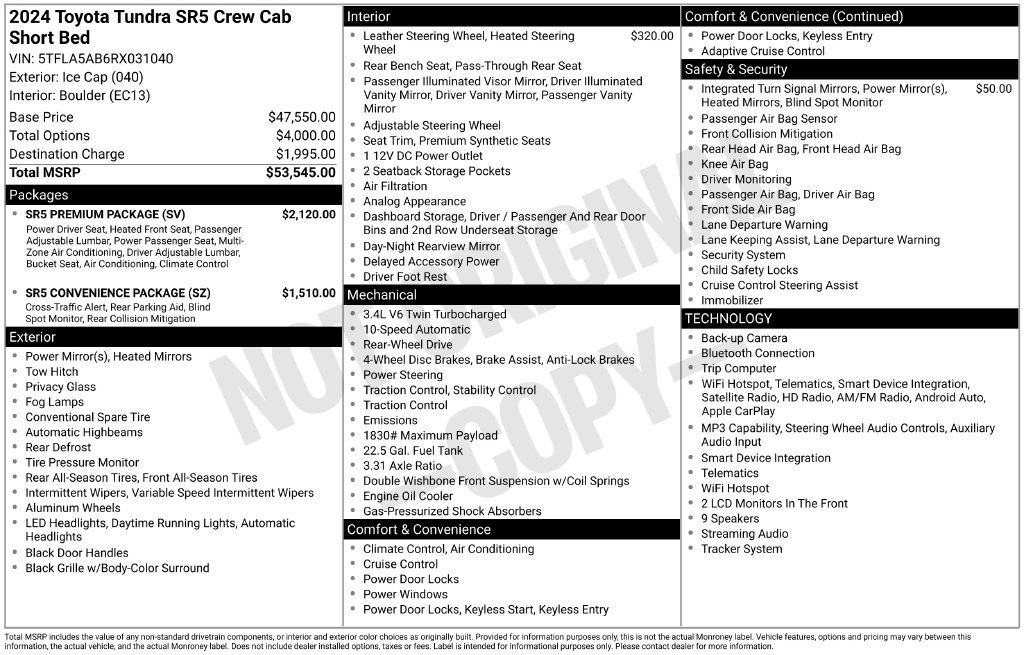 Used 2024 Toyota Tundra SR5 w/ SR5 Premium Package RWD image 41