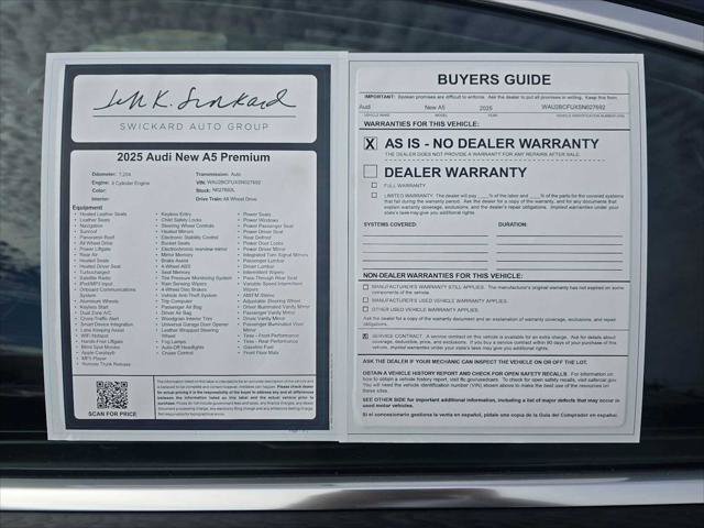 Used 2025 Audi A5 2.0T Premium Plus w/ Premium Plus AWD/4WD image 16