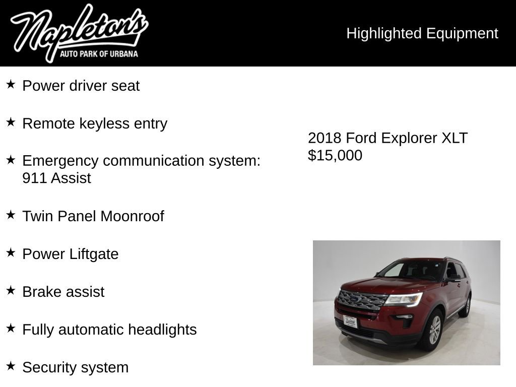 Used 2018 Ford Explorer XLT w/ Equipment Group 202A AWD/4WD image 16