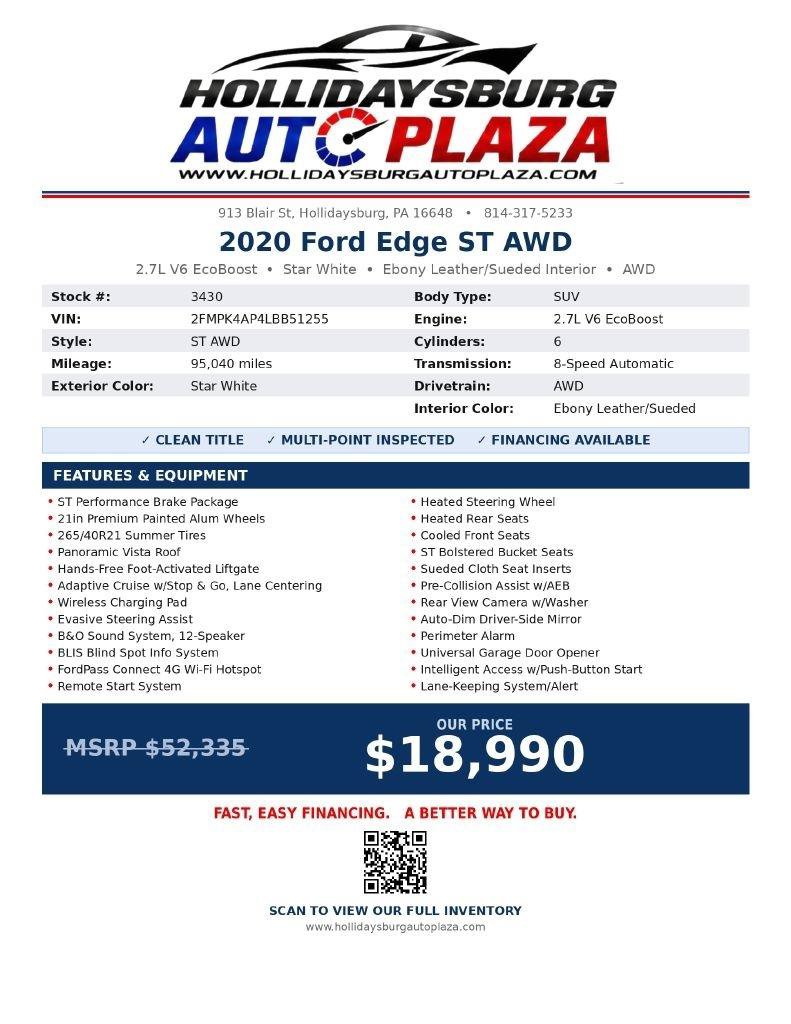 Used 2020 Ford Edge ST w/ Equipment Group 401A AWD/4WD image 2