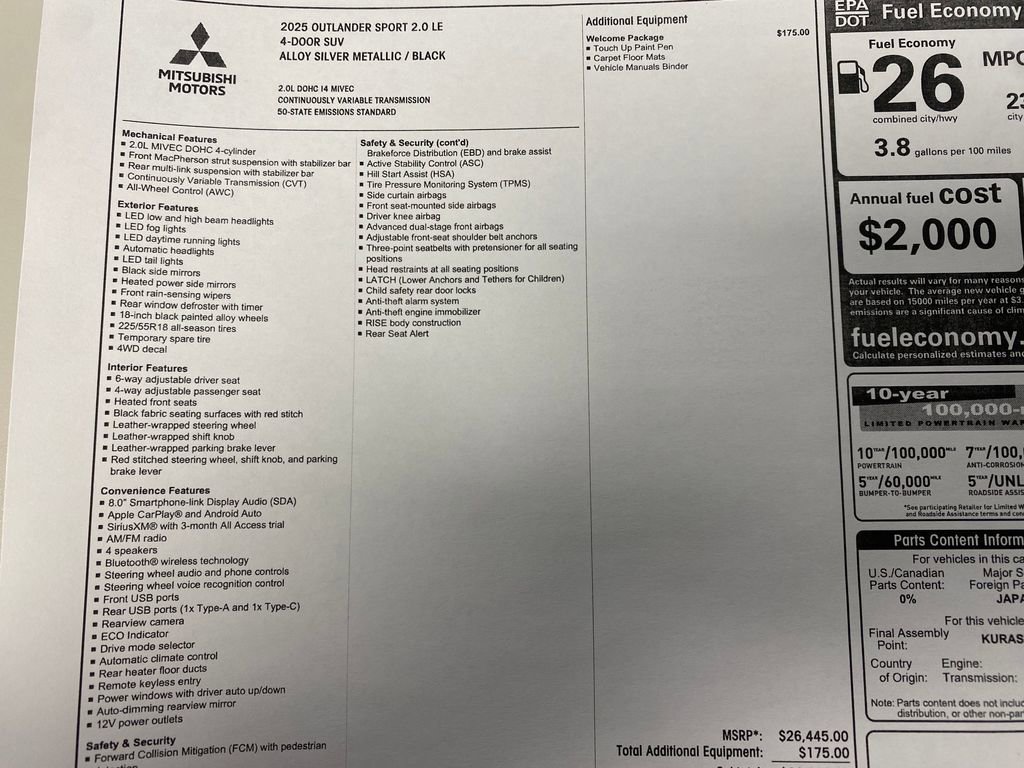 Used 2025 Mitsubishi Outlander Sport ES image 30