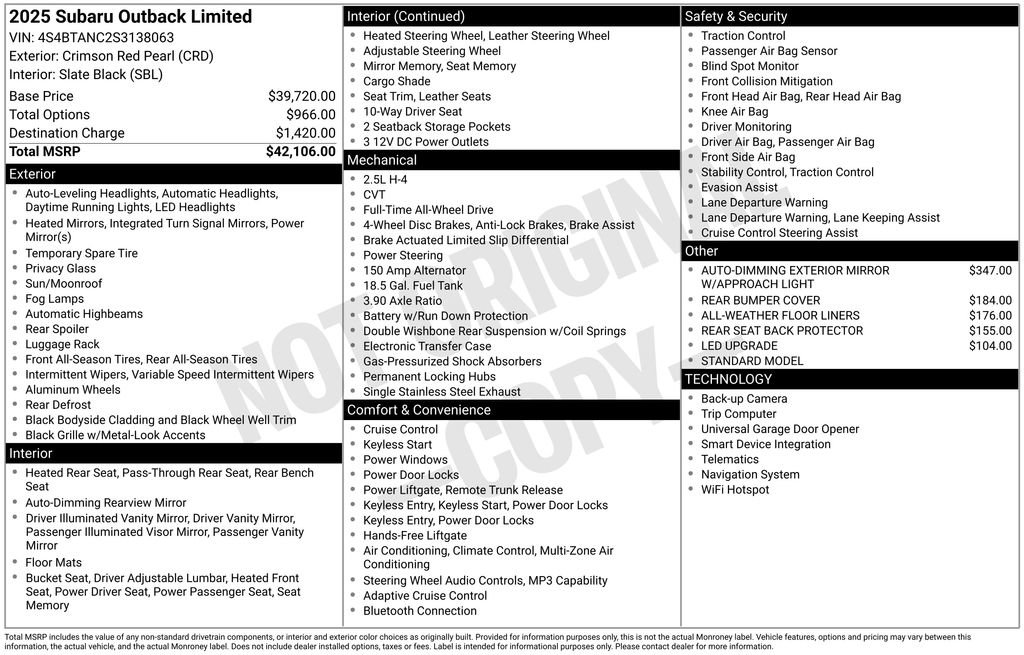 Certified 2025 Subaru Outback Limited AWD/4WD image 11