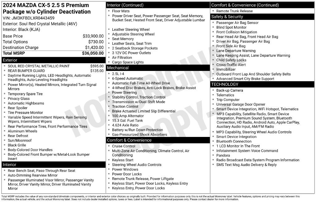 Certified 2024 MAZDA CX-5 AWD 2.5 S w/ Premium Package image 39