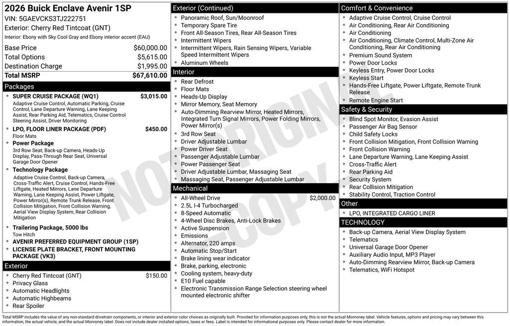 New 2026 Buick Enclave Avenir w/ Super Cruise Package image 2