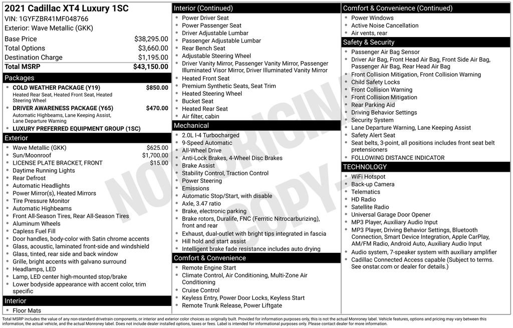 Used 2021 Cadillac XT4 Luxury w/ Cold Weather Package image 35