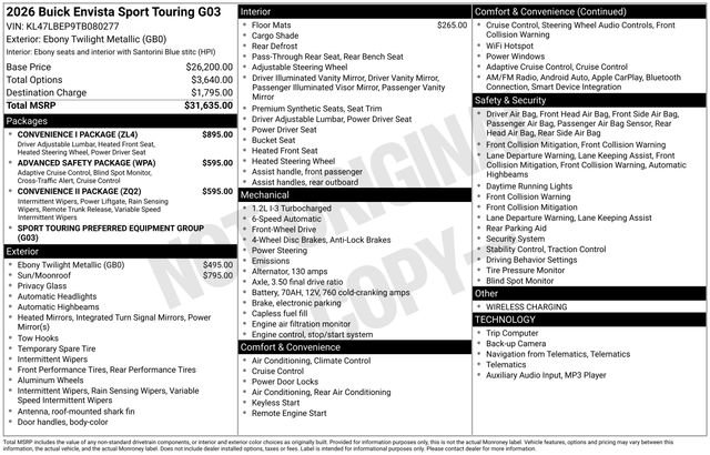 New 2026 Buick Envista Sport Touring w/ Convenience I Package image 26