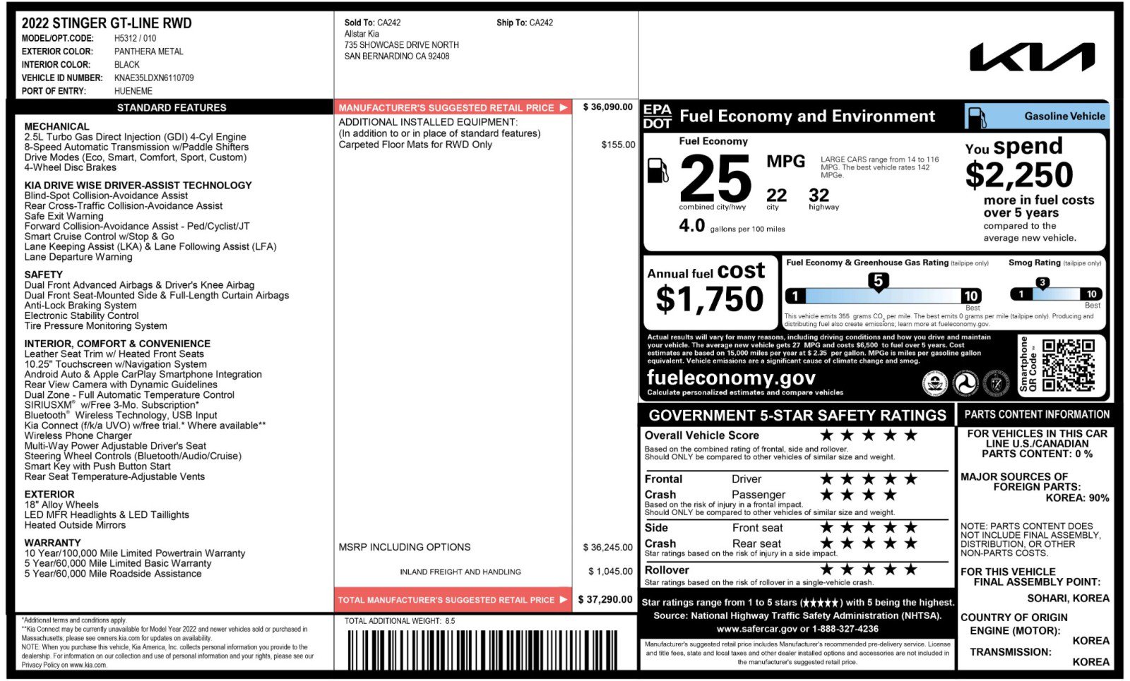 Used 2022 Kia Stinger GT-Line image 52