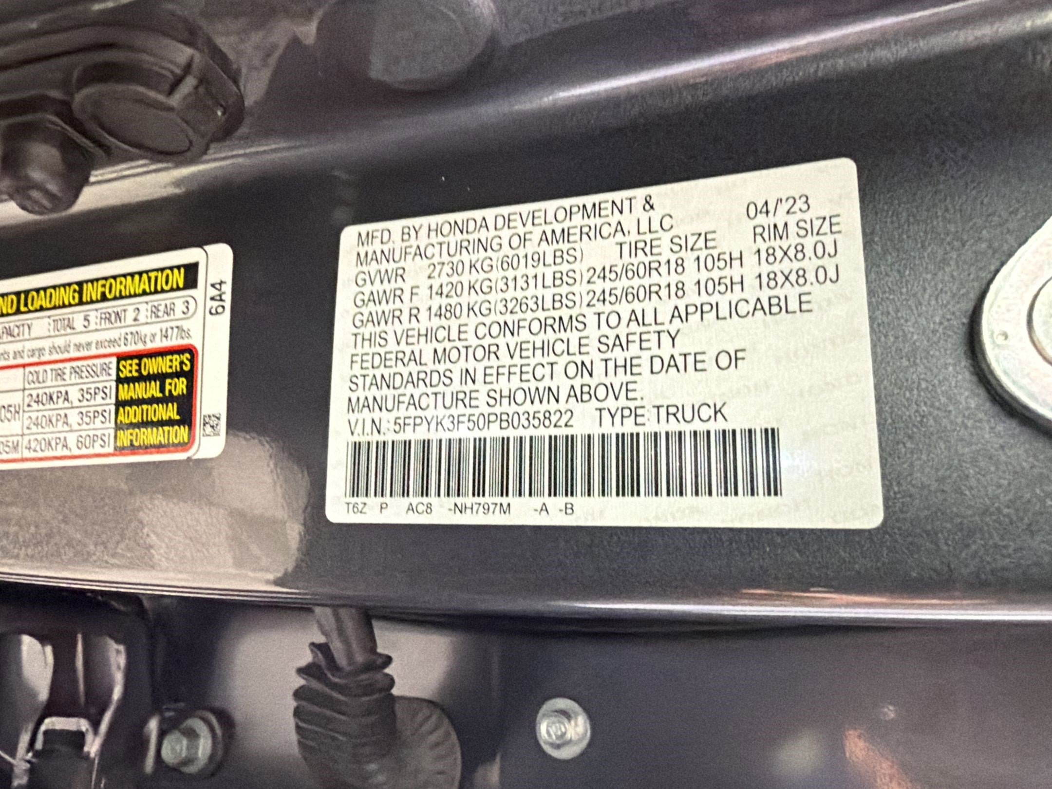 Certified 2023 Honda Ridgeline RTL image 19