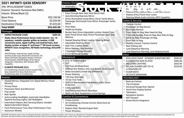 Used 2021 INFINITI QX50 Sensory w/ Cargo Package image 20