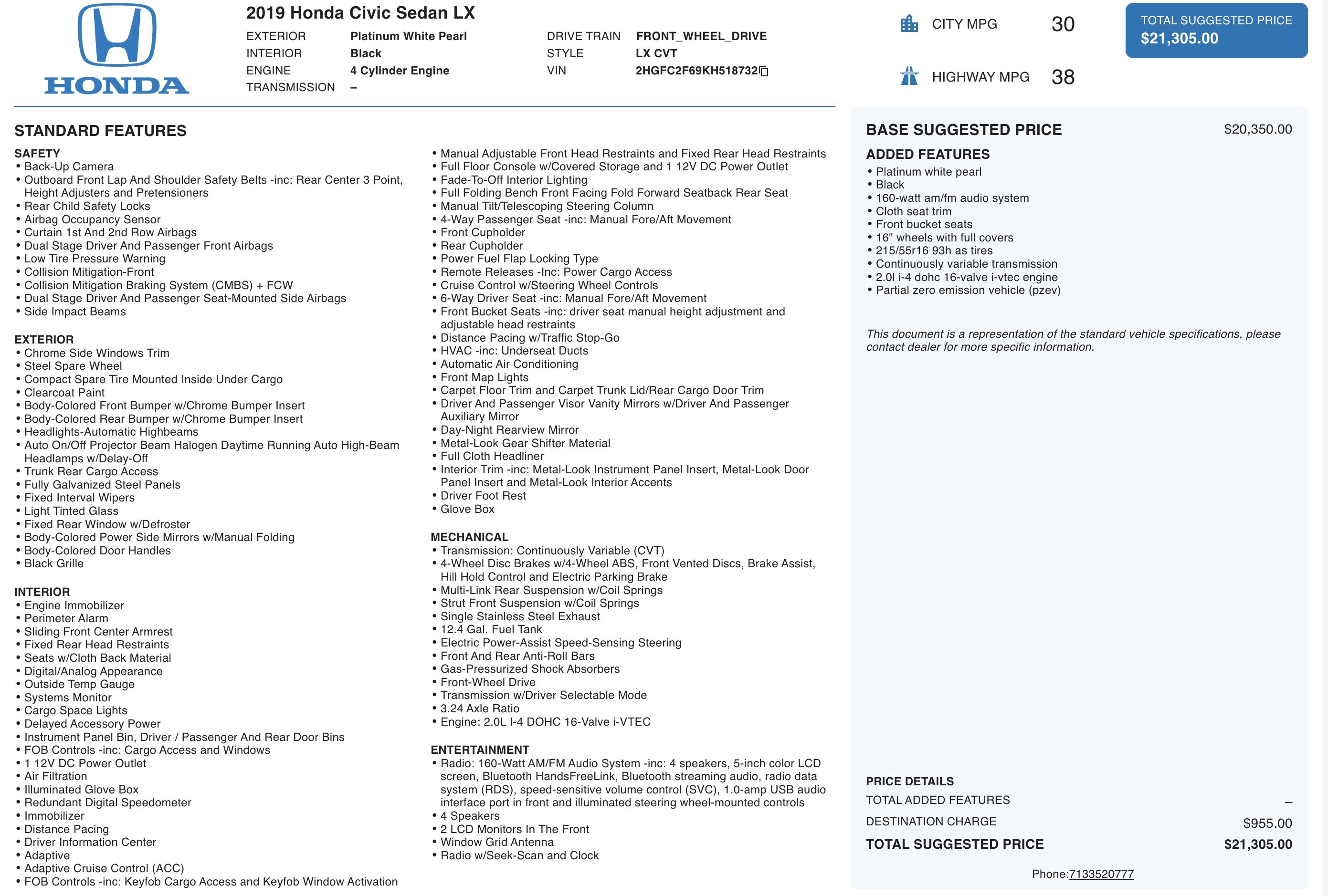 Used 2019 Honda Civic LX image 4